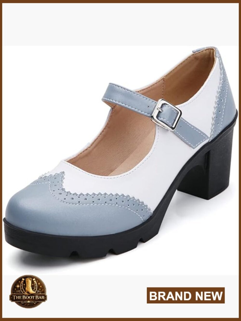 Chunky Low Block Heels Mary Jane Closed Toe Work Pumps Comfortable Round Toe